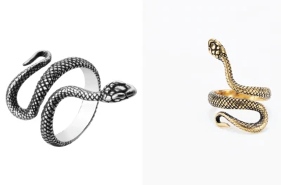 anello acciaio inox snake gotico serpente fantasy uomo donna cosplay gioielli - Immagine 1 di 4