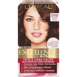 L'Oreal Excellence Creme Permanent Hair Color 5RB Medium Reddish Brown Pack of 6 - Picture 1 of 5