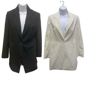 Victoria's Secret Fitted SZ 6 Blazer Black White Body By Victoria Jacket Work - Picture 1 of 10