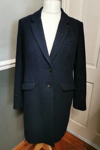 JOULES Langley Blue Herringbone Coat (with fur collar) Size 14 Excellent! £279.0 - Picture 1 of 14