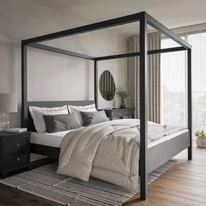 Super King Four Poster Bed Frame in Black - Victoria VCT008 - Picture 1 of 4