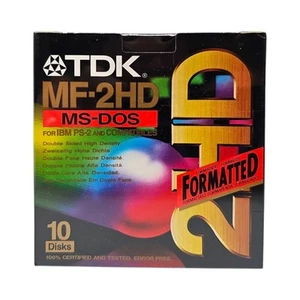 TDK MF-2HD 10x MS-DOS Formatted 1,44MB 3,5" Floppy Discs NOS Disketten - Bild 1 von 4