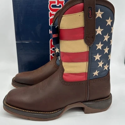 Botas de Cuero Durango Rebel Hombres 11 EE Marrón Western Patriotic Pull On DB5554 NUEVAS Foto 1 de 4