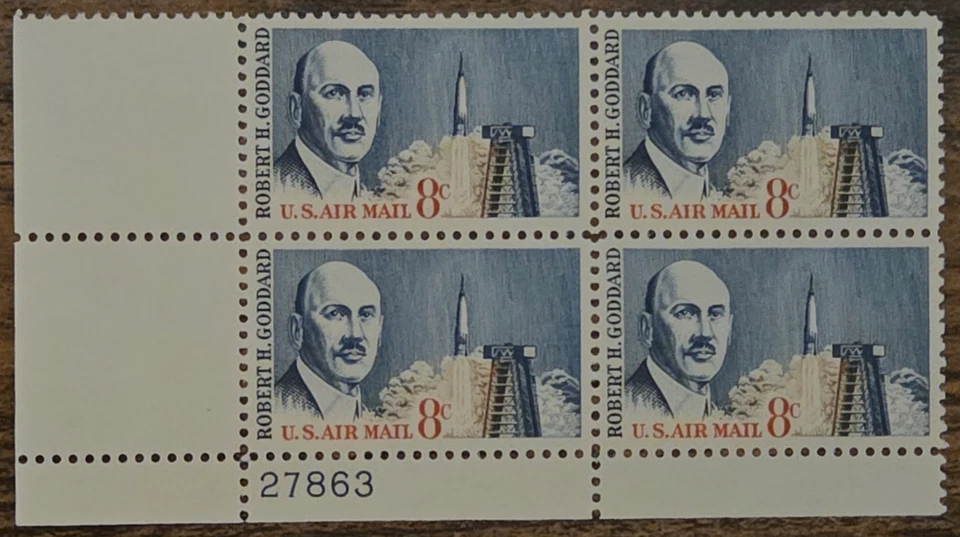 US - Scott C69 - Air Mail - Dr. Robert Goddard - BL Plate Block - MNH!!! - Image 1 of 1