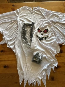 Kids Ghost Glow In The Dark Delux 4 Pc Costume Boys Girls Halloween M 5-7 - Picture 1 of 7