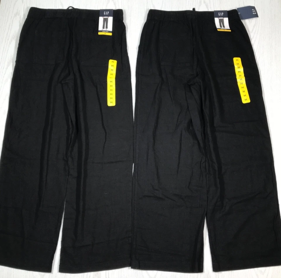 GAP Women's Drawstring Linen Pants Pull On Pants - Black - Size MEDIUM-