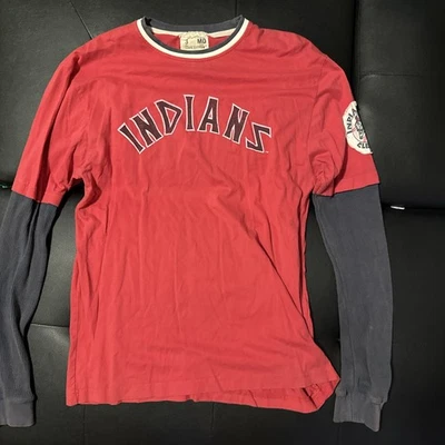 60s Cleveland Indians Red Shirt with Black Undersleeve Size Medium - Image 1 of 4