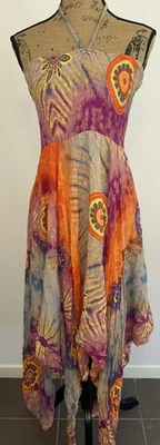Diana Ware Dress Light Summer Weight Rayon Strapless One Size Boho Halter VGC - image 1 of 4