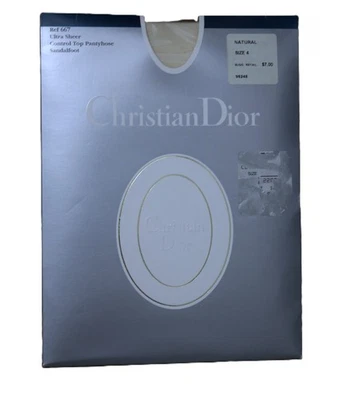 NEW Christian Dior Ultra Sheer Control Top Pantyhose Sandalfoot Women's Size 4 - Image 1 of 4