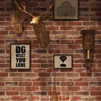 Papel de parede tijolo vermelho casca e vara realista angustiado texturizado pedra rocha auto - Imagem 1 de 4