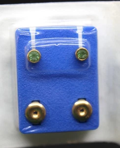 Vintage NOS J. Hewitt Medi Piercing Studs – Aug/Green Zircon – Gold Over Steel - Picture 1 of 3