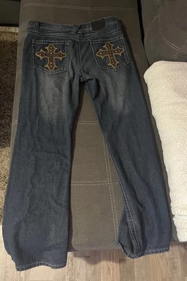 Vintage Xtreme Couture Jeans Mens 34 Blue Relaxed Fit Embroidered Pocket - Image 1 of 4