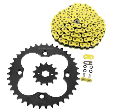 1993-2008 Honda Sportrax 300EX TRX300EX Yellow O-Ring Chain Black Sprocket 13/38 - Изображение 1 из 2