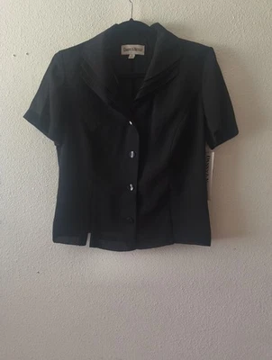 Camisa negra de manga corta con botones Danny & Nicole para mujer talla 10 nueva con etiquetas Foto 1 de 4