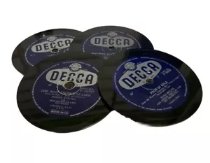 4 sottobicchieri in gommalacca con supporto in feltro anni 50, realizzati con dischi originali, confezione regalo - Foto 1 di 8