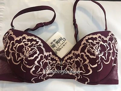 NUEVO SUJETADOR PUSH-UP TAG La Perla 9043430 BORGOÑA BORDADO 32D *MEJOR VENDIDO* $105 Foto 1 de 3