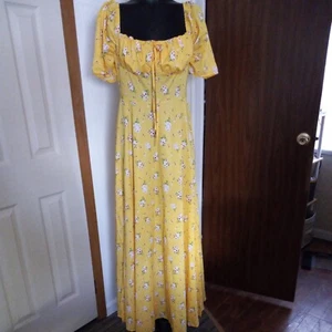 NEW!! Chic CBR Yellow Maxi Dress Size Large - Picture 1 of 7