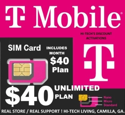 T-Mobile SIM Card Prepaid ✅ INCLUDES $40 Plan Unlimited 5G/4G LTE 1st 30 Days - Image 1 of 2