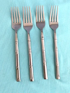 4 tenedores de ensalada Hampton Forge BAMBÚ firma acero inoxidable brillante 7" - Imagen 1 de 6