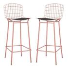 Home Square 42" Leather Barstool In Rose Pink Gold & Black - Set Of 2