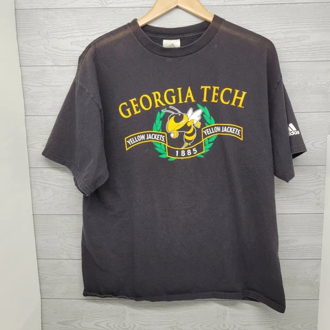 Adidas Georgia Tech Yellow Jackets Black Tshirt Size Large Cover