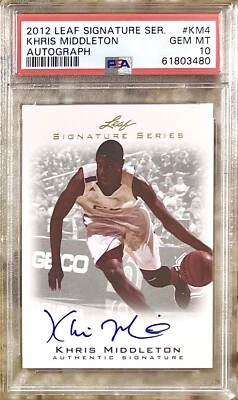 2012 POP 1 KHRIS MIDDLETON ROOKIE RC LEAF SIGNATURE AUTO #KM4 PSA 10 GEM MINT!! - Image 1 of 2