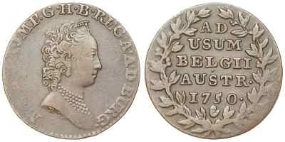 Austrian Netherlands - 2 Liards / Oorden 1750 (hand) - Maria Theresia - Image 1 of 3