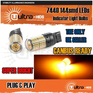 2x T20 7440 3014 SMD AMBER INDICATOR LIGHT BULBS WY21W ERROR FREE 2 PIN UK - Picture 1 of 5