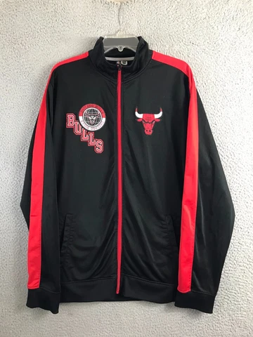 Chicago Bulls NBA UNK Jacket Womens 2XL Black/Red Full Zip Embroidered/Graphic Cover