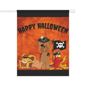 Halloween Pirate Yorkie Dog Garden & House Flag - 2 Sizes - Free Shipping - Picture 1 of 11