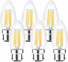 B22 LED, 6W Small Edison Screw Candle Light Bulbs,3000K Warm White ,Pack of 6