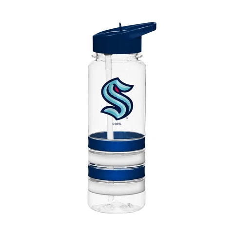 The Sports Vault Seattle Kraken NHL Hockey - 25oz. Banded Water Clear Bottle Cover