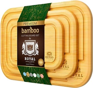 Tabla de cortar de bambú con ranura 3 piezas tabla de cortar cocina para carne y verduras - Imagen 1 de 48