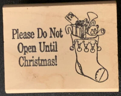 Stamp Affair ¡Por favor no abras hasta Navidad! Sello de goma para medias Foto 1 de 3