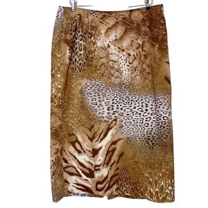 Gianfranco Ferre Forma Leopard Animal Print Midi Skirt US 22 brown Mobwife FLAW - Picture 1 of 11