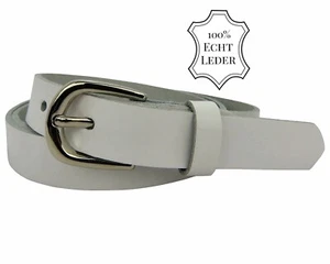 Gürtel Leder Damen Herren Weiß 2cm breit Ledergürtel 100% echt Leder Kürzbar Neu - Bild 1 von 4