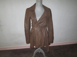 Giacca donna ALL SAINTS pelle marrone con cintura asimmetrica sfoderata zip taglia 12 - Foto 1 di 15