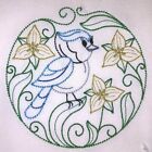 Blue Jay And Yellow Trillium Machine Embroidered Flour Sack Dish Towel