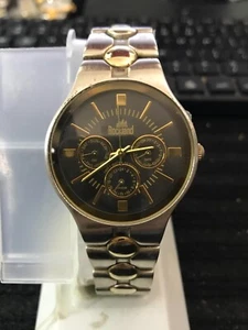 Rockland 37mm Two Tone Black Dial Day/Date Quartz Men's Watch Run (Y81) - Picture 1 of 12