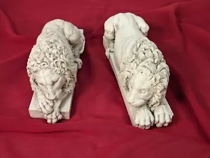 Paar Löwenstatuen Antonio Canova italienische Replik Der Schlafende & Wachende - Bild 1 von 21