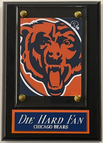 DIE HARD FAN CHICAGO DA BEARS LOGO CARD PLAQUE FOR YOUR MAN CAVE WALL DECOR Cover