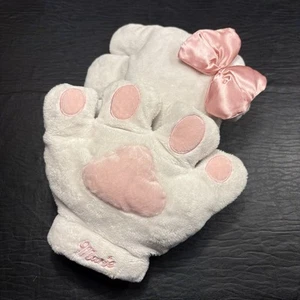 Disney Aristocats Marie Plush Paw Gloves White with Pink Bows Costume Accessory - Picture 1 of 5