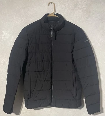 Chaqueta acolchada negra Calvin Klein con cremallera completa resistente al viento aislada -Talla S Foto 1 de 4