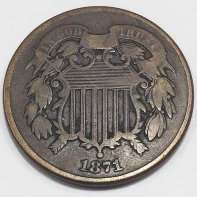 1871 Two Cent Piece Beautiful Coin Rare Date - Image 1 of 2
