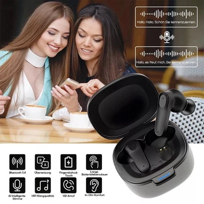 MARKENLOS AI Übersetzer Kopfhörer Bluetooth Echtzeit Übersetzer Ohrhörer mit 144 Sprachen