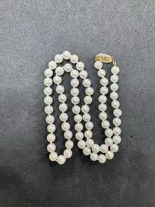 19.9g Vintage 14k Yellow Gold Pearl Beaded Necklace 18” Jewelry lot Q - Foto 1 di 9