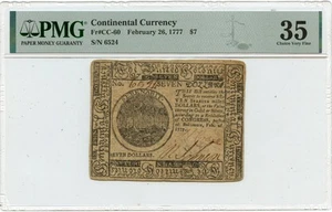 1777 February 26, $7 Continental Currency FR#CC-60 PMG VF35 Baltimore - Picture 1 of 2