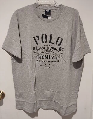 Polo Ralph Lauren 100% Cotton Graphic Tshirt w/eagle Large Gray/Black (H) - Image 1 of 3