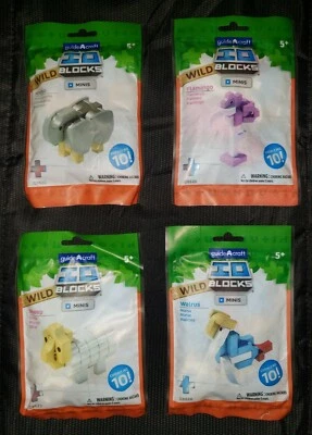4 NEW Guidecraft ID WILD BLOCKS Minis ANIMAL Building BRICKS Packs LOT - Image 1 of 4