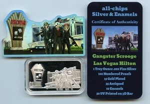 1-OZ All-Chips Mint Gangster Scrooge Las Vegas Hilton .999 Fine Silver Bar WOW - Picture 1 of 4